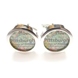 Kiola Designs Pittsburgh Pennsylvania Map Cufflinks