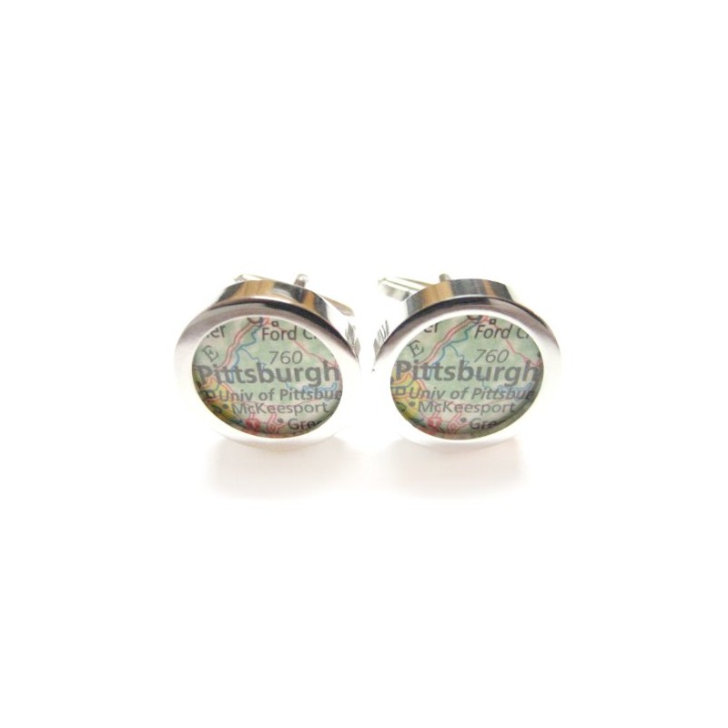 Kiola Designs Pittsburgh Pennsylvania Map Cufflinks