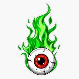 Single Eyeball On Fire in Flames Vector Sticker Bumper Sticker Vinyl Decal 5"
