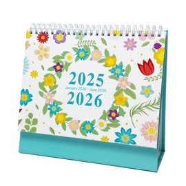 Small Desk Calendar 2024-2025, Family Standing Flip Calendar with Planner Stickers, 18 Months Academic Year Monthly Desktop Calendrier July 2024 - December 2025, 7.99" x 7.28" (Flower-2024Jul)