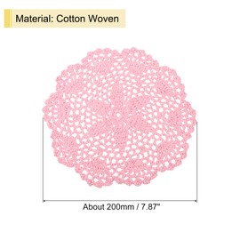sourcing map Crochet Doilies, 4Pcs 8 Inch - Handmade Crochet Cotton Coaster, Round Lace Placemats with Floral Patterns for Wedding Party Decoration (Pink)