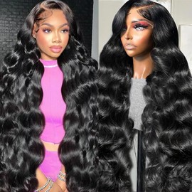 HANGFIRST 30 Inch 13x6 Body Wave Lace Front Wigs Human Hair Pre Plucked 180% Density HD Transparent Lace Frontal wig Human Hair For Women Body Wave Wigs With Baby Hair