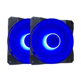 APEVIA CO212L-BL Cosmos 120mm Blue LED Ultra Silent Case Fan w/ 16 LEDs & Anti-Vibration Rubber Pads (2 Pk)
