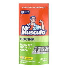 Mr Músculo Limpiador Líquido para Cocinas y Múltiples Superficies, Aroma Limón, 1 Repuesto de 500 ml