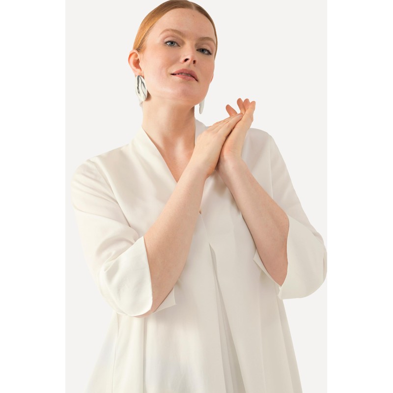 Ulla Popken Women's Goblet Collar Tunic, Snow white