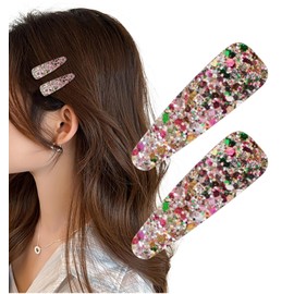 Herbeluemily Hair Pin, Hair Clip, Patching Pin, Bangs Clip, Hair Clip, Hair Clip, For Kids, Glitter, Cute, Hair Felt, Silver Mix, Set of 2