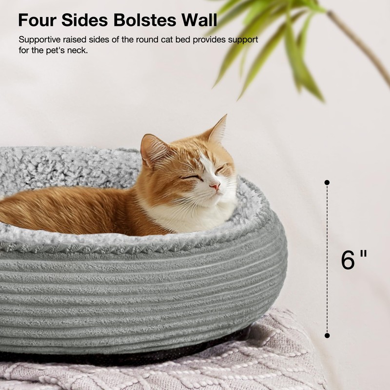 Love's cabin Round Donut Cat and Dog Cushion Bed, 20in