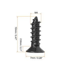 sourcing map M4 x 12mm Wood Screws Phillips Flat Head Carbon Steel Self Tapping Screws Black 100pcs