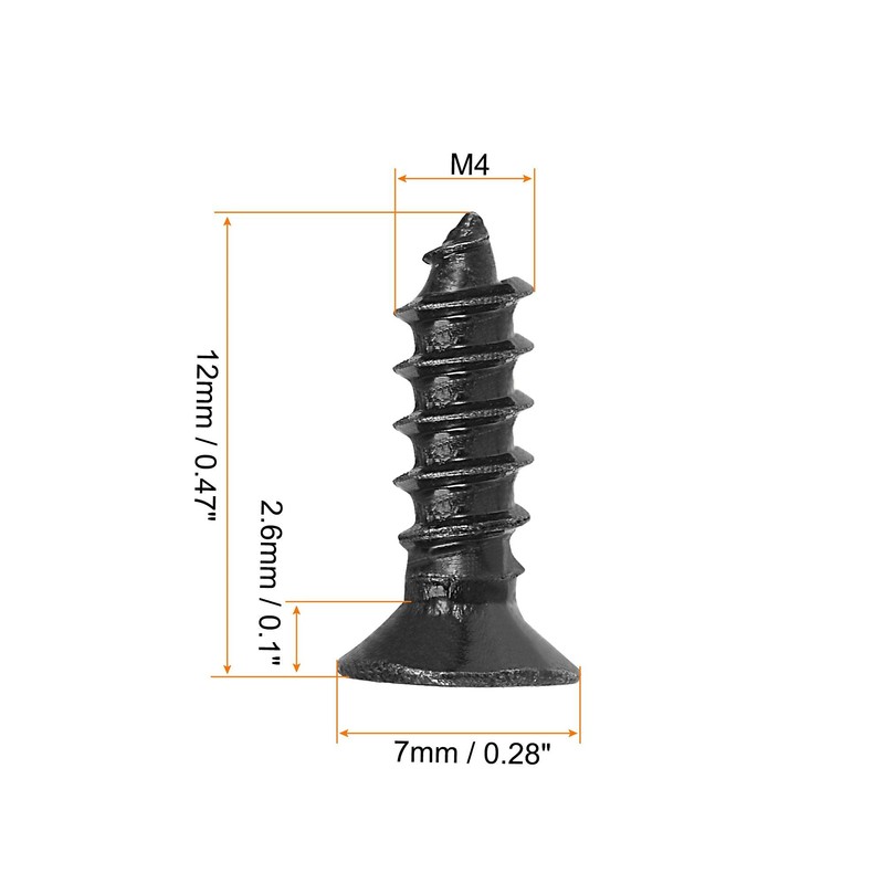 sourcing map M4 x 12mm Wood Screws Phillips Flat Head