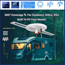 For Channel Master, For Five Star FLASH DEAL Amplified Omni Directional TV Antenna 4K 1080P Digital 360° Reception