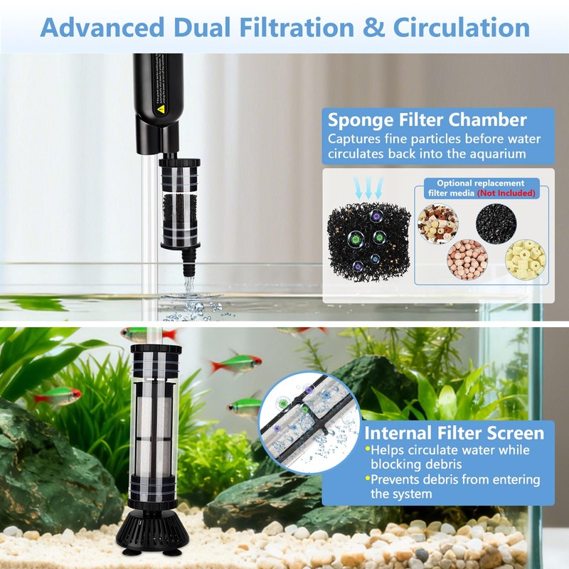 Upgraded DC 18W Electric Aquarium Vacuum Gravel Cleaner