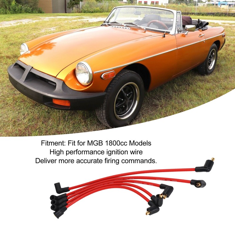 5Pcs 8mm Red Silicone HT Ignition Leads Spark Plug Wires
