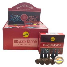 Sreevani Natural Masala Incense Cones and Holder Bundle, 120 Cones Total, Dragon Blood
