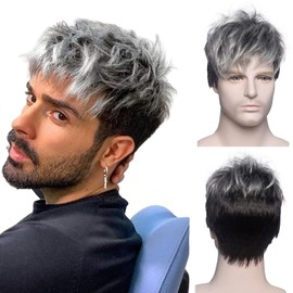 6 inch Mens Wig Short Wigs for Men Short Straight Layered Fluffy Men’s Wig Realistic Natural Male Guys Wig