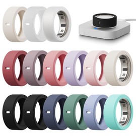 15 Pack Cover Compatible with Oura Ring Gen 4/4 Ceramic/Gen 3 Case, Anti-Scratch Silicone Protector for Women Men Working Out Gym, Support Charging with Cover on (15 Pack-01, M for 8/9/10/11)