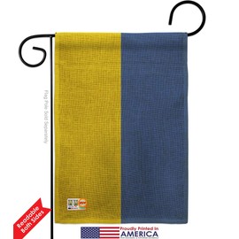 Ukraine Burlap Garden Flag Set Wood Dowel Regional Nationality Nation International World Country Particular Area Small Decorative Gift Yard House Banner Double-Sided Made In USA 13 X 18.5
