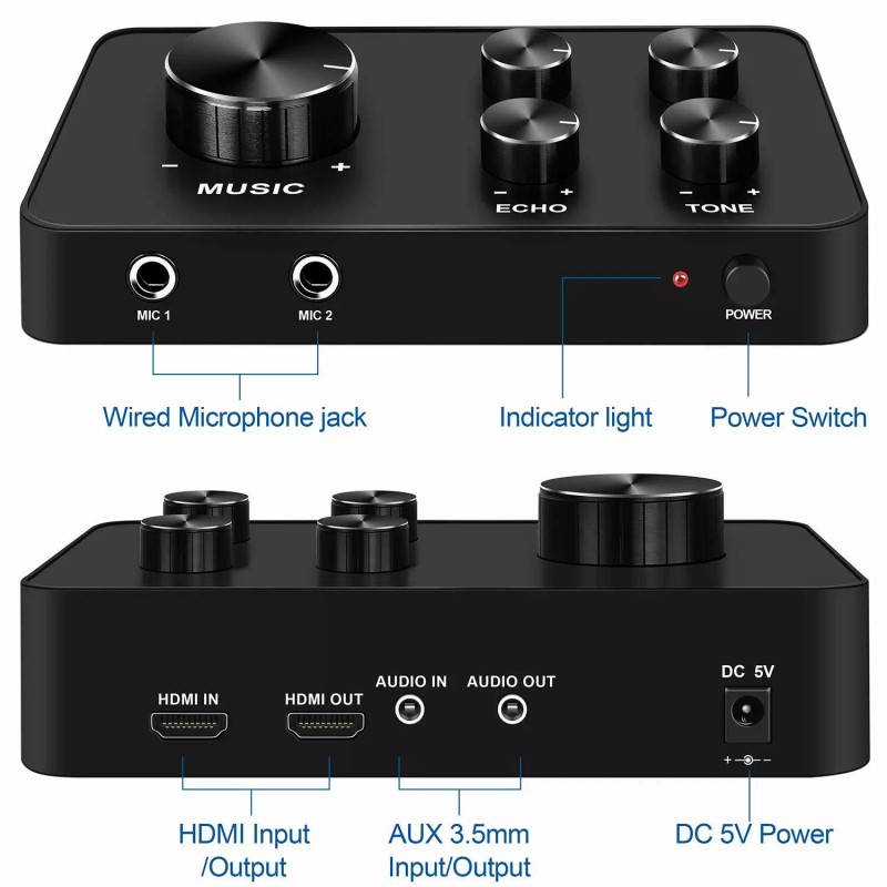 Rybozen Karaoke Microphone Mixer System Set with Dual UHF Wireless