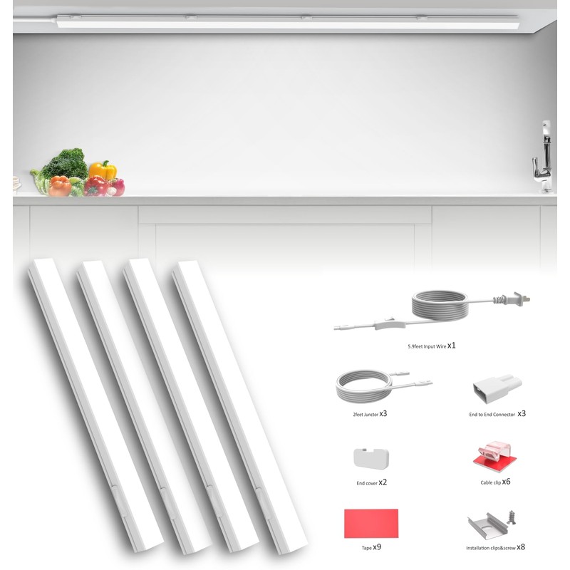 Leetdud Under Cabinet Lighting Plug in, 16 Inch 4 Pcs,