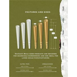 Zig-Zag® Unbleached Paper Cones 98mm Size 50 Pack & Free 2 Tubes
