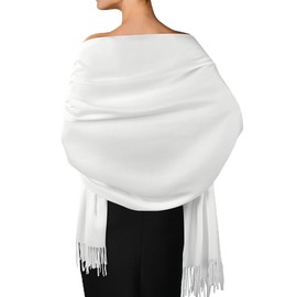 Wander Agio Pashmina Shawls and Wraps Evening Dress Bridesmaid Long Meeting Bridal Large Scarves for Wedding Milk White 9