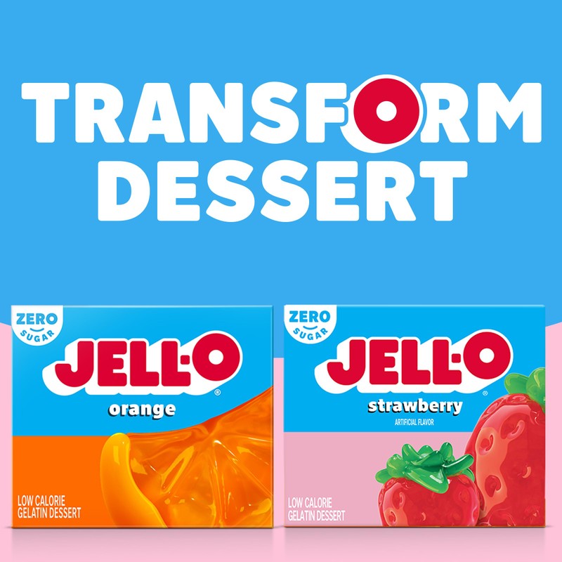 Jell-O Strawberry Sugar-Free Gelatin, 0.30 Ounce (8.5g), (Pack of 3)