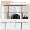 Fishat Stand Portable Black Double Rods Garment Rack with Rolling