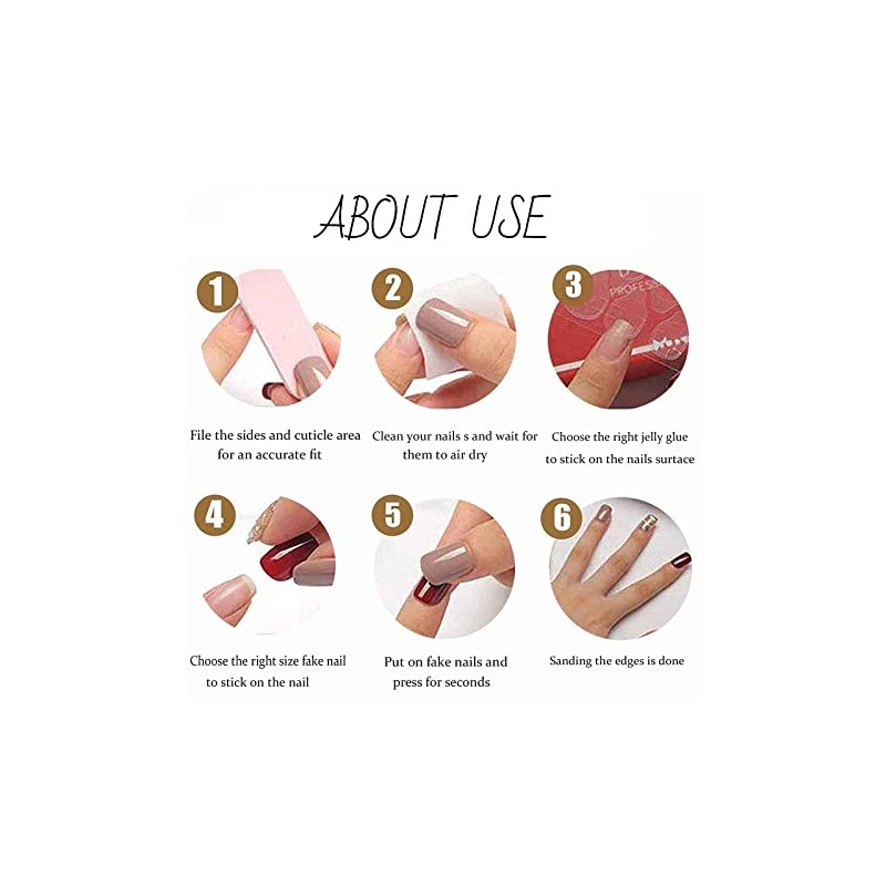 Hkanlre Uñas Postizas De Color Rosa Con Cobertura Total, Uñas