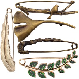 Hmjpng 5pcs 5 Styles Extra Large Safety Pins Vintage Alloy Brooches Safety Pins Heavy Duty Quality Lapel Pins for Scarf Blankets Skirts Kilts Knitted Fabric Crafts