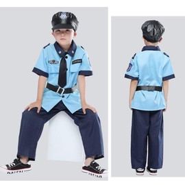 KIRI Children, Police Officer, Cosplay, Halloween, Costume, Police Officer, Uniform, Kids, Boys Costume, S, Blue