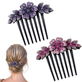 Hair Comb 2 Pieces Rhinestone Teeth Hair Comb Hair Accessories for Women Girls Gift Rhinestone Teeth Hair Comb Hair Accessories Vintage Headpiece Accessories for Girls Ladies