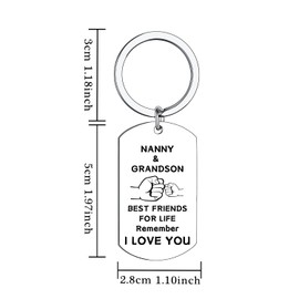Waeceip Nanny Gifts from Grandson Nanny Keychain for Birthday Christmas Remember I Love You Keyring Gifts Keychain for Women Grandson to Grandma Gifts