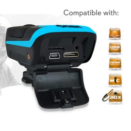 Sound Around Ryder Sports HD Action Camera-1080P Mini Camcorder 16MP Anti Shaking Cam 1.5"Screen USB SD Card HDMI Battery-Waterproof Case USB Cable Remote Handlebar Helmet Mount-GearPro GDV785BL(Blue)