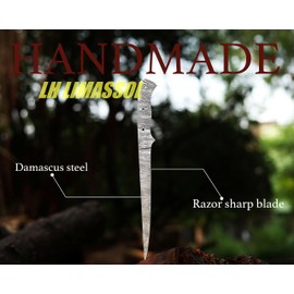 Handmade Damascus Steel Boning Knife Fillet Knife Chef Kitchen Knife with Leather Sheath Wood Handle 14" Blank blades knife making kit (BLANK KIT)