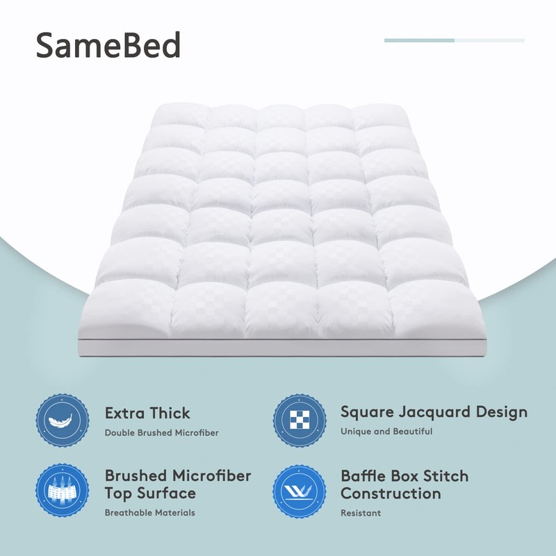 SameBed Mattress Topper Queen,Extra Thick Mattress Pad Cover for Back