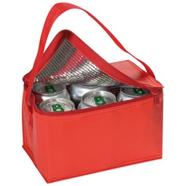 Thermal Insulated Portable Cool Canvas Stripe Lunch Picnic Totes Carry Case Bag (Small, Red)