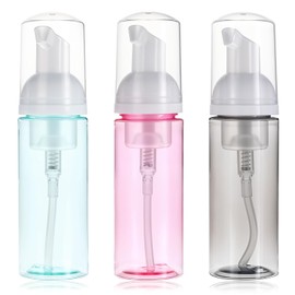 HJZHII 3PCS Foam Pump Bottle, 60ml/2oz Clear Empty Travel Foaming Containers Refillable Foam Soap Dispenser Plastic Small Size Mousse Bottle for Hand Soap Face Wash Shampoo Soap Lash Cleanser