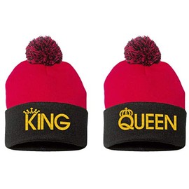 PP-BNE Embroidered King and QUEEN-PP-EM-0040-Red-Black