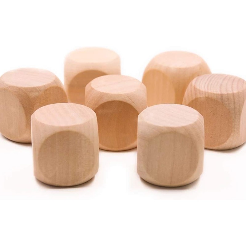10 Pcs Wooden Dice, 6 Sided Blank Dice Round Corner