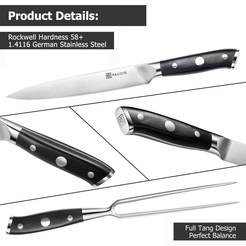 PAUDIN Carving Knife Set - 8" German Steel Turkey Carving