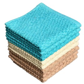 Petal Cliff Washcloths Set of 8 - Popcorn Weave Wash Cloth Designed to exfoliate Your Hands, Body or face - Extra Absorbent 100% Ring Spun Cotton Size 12" X 12".