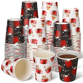 Sliner 100 Pcs Christmas Disposable Paper Cups 9 oz Hot Chocolate Cups Bulk Disposable Hot Cocoa Christmas Cups for Winter Xmas Festive Holiday Table Party Hot Drinks Supplies