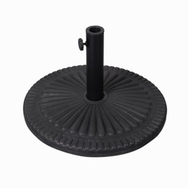 Flash Furniture Kona Universal Cement Patio Umbrella Base with Weatherproof Sunburst Pattern Plastic Polymer Coating - 19.25" Diameter, Black