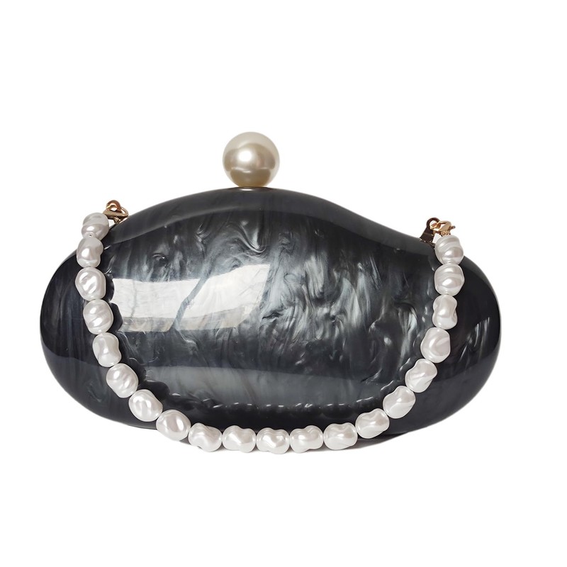 BRYCTSISEN Acrylic Shell Shaped Handbag (Black)