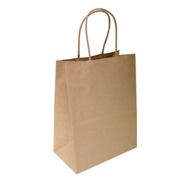 Flexicore Packaging Brown Kraft Paper Gift Bags & White Gift Wrap Tissue Paper Size: 8 Inch X 4.75 Inch X 10.5 Inch | Count: 50 Bags | Color: White