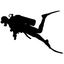 Ranger Products Scuba Diver Diving Silhouette Car Window Decal Sticker DVR012 (White Color Decal) - Die Cut Decal Bumper Sticker for Windows, Cars, Trucks, Laptops, Etc.