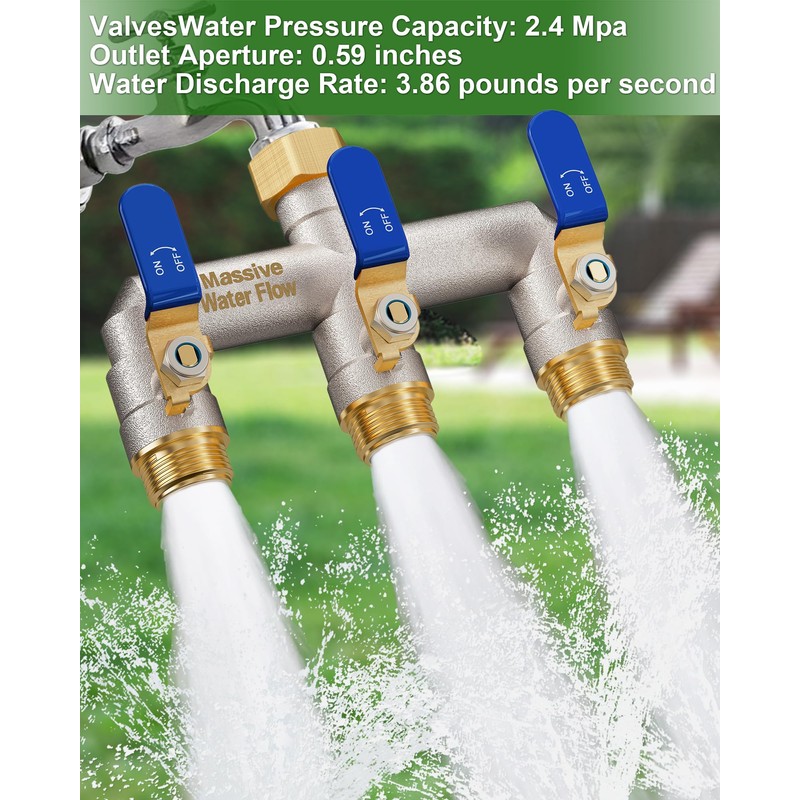 3 Way Hose Splitter Heavy Duty, Garden Hose Splitter with