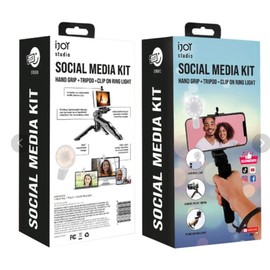 iJoy Social Media Kit with Hand Grip, Tripod, 360-Degree Rotatable Clip-On Ring Light