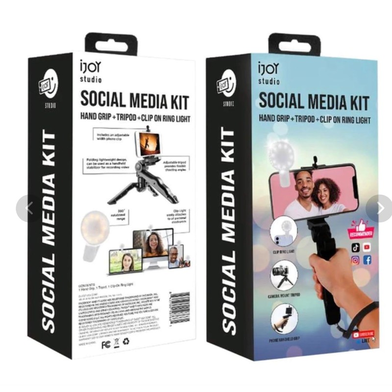 iJoy Social Media Kit with Hand Grip, Tripod, 360-Degree Rotatable