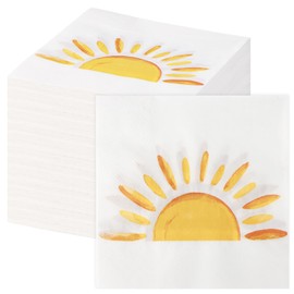 Lemicin 60Pcs Boho Sun Paper Napkins, Sunshine Napkin Disposable First Trip Around The Sun Cocktail Dinner Napkins for Birthday Baby Shower Party Supplies Birthday Decorations (13" x 13")