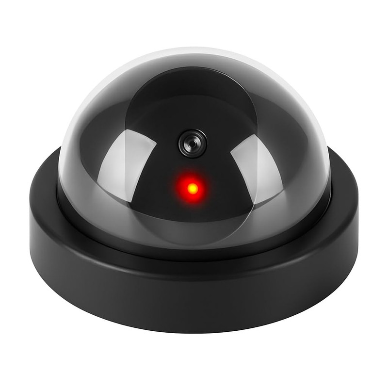 Dummy Dome Security Camera with Flashing Red LED Light Indoor
